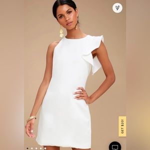 Lulu’s white ruffle one shoulder dress